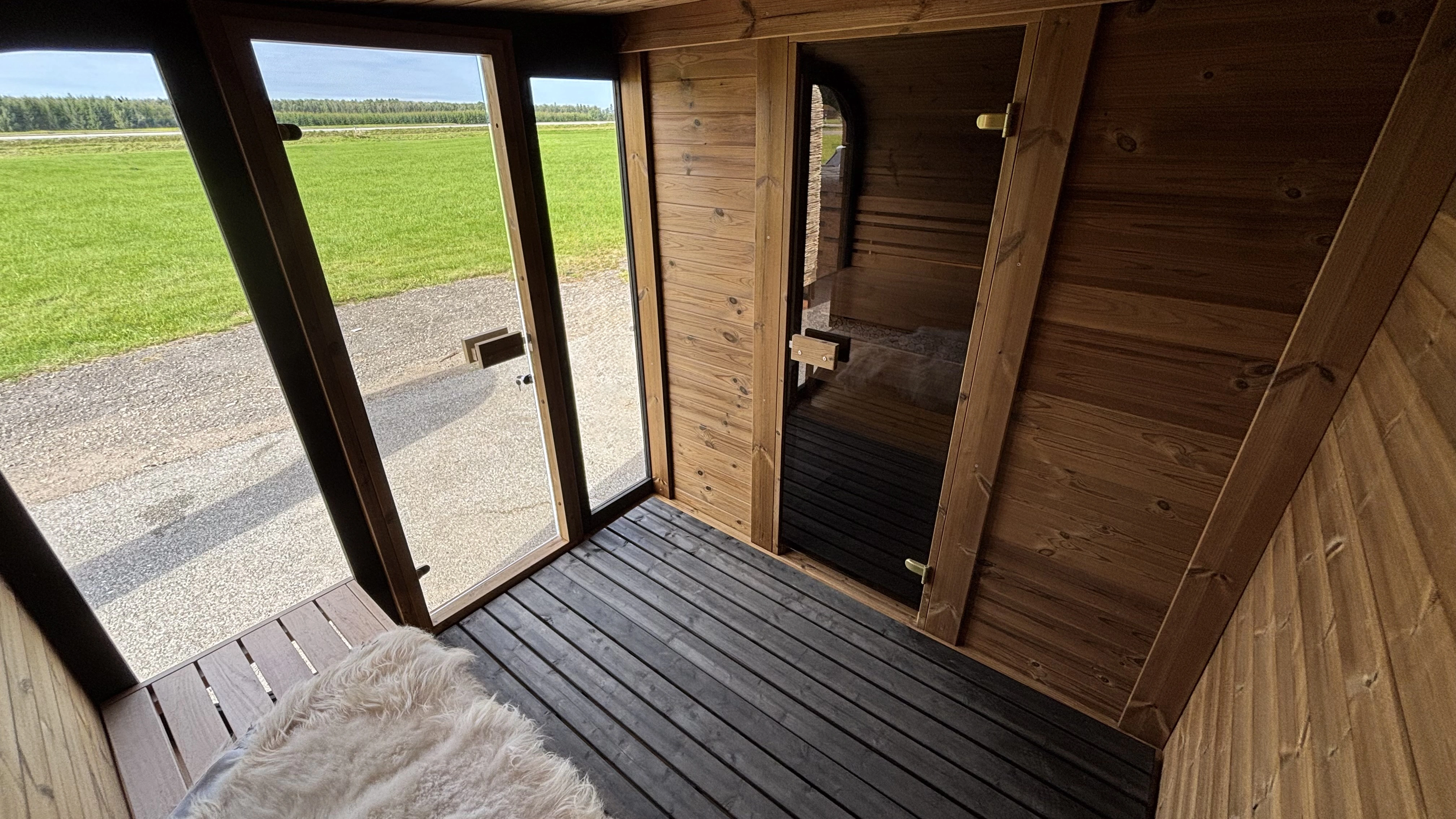 Interior with thermowood panels